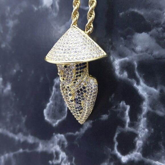 🚨20"Rope Chain + 14K Gold Finish CZ Raiden - Picture 2 of 11